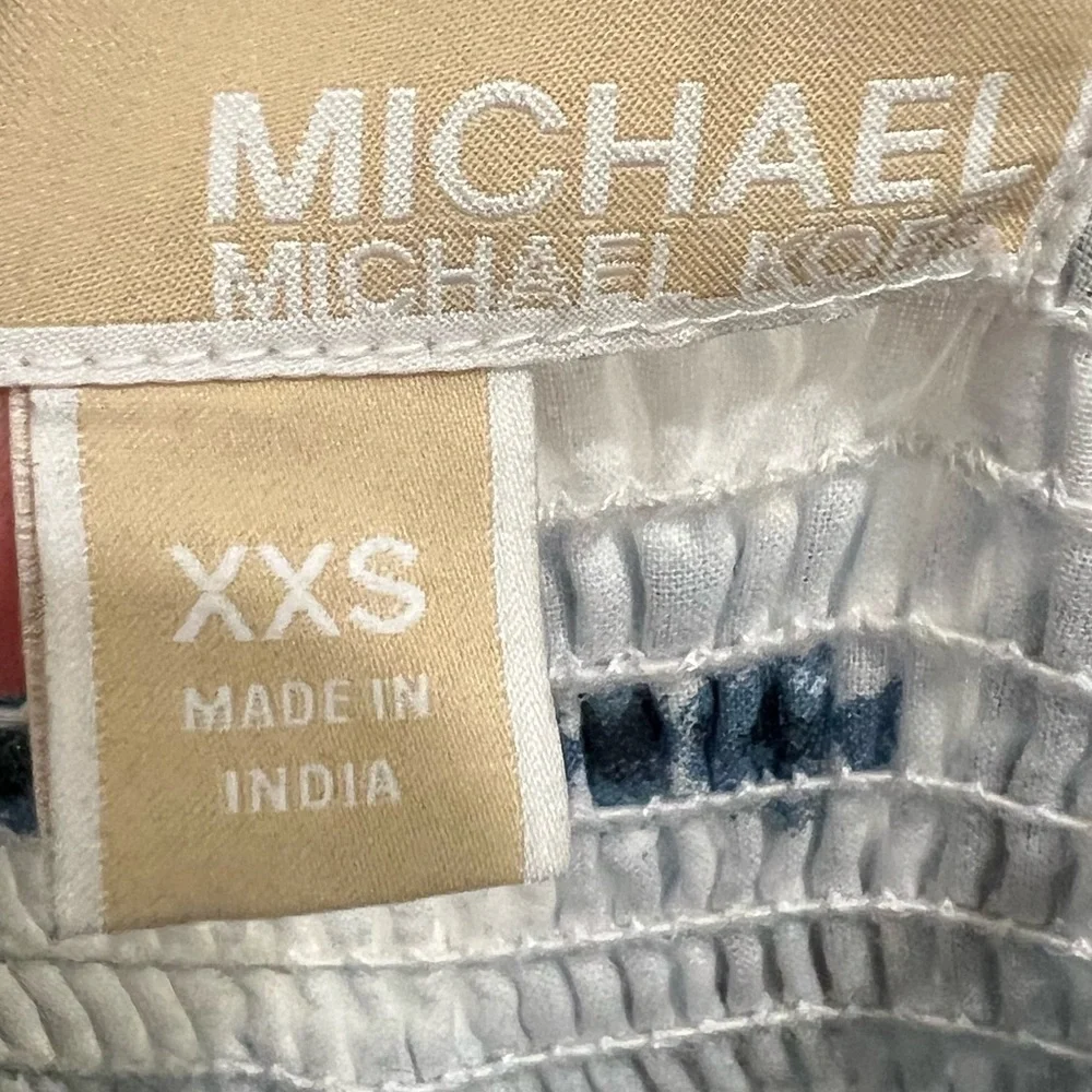 Michael Michael Kors cotton blue and white tie-dye fringe maxi dress size XXS
